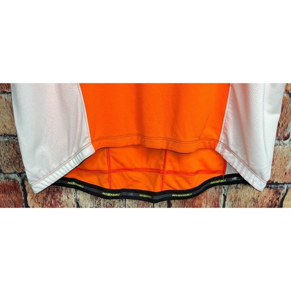 Nishiki Men's 1/4 Zip Orange White Breathable High Visibility XL Cycling Jersey - Picture 3 of 8